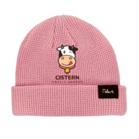 Pink Embroidered Beanie